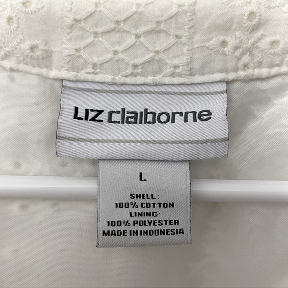 Liz Claiborne Eyelet Dress | Ivory / Cream | Size L - Picture 8 of 11